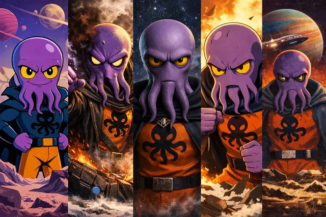 Freaky the Overlord across art styles